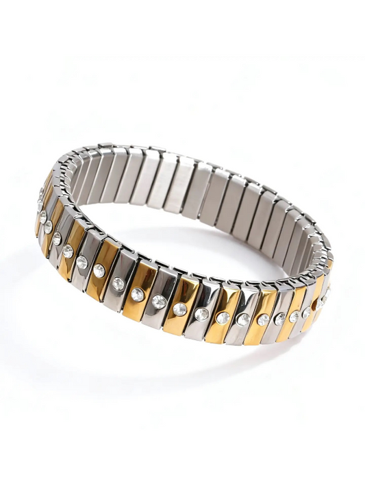 12mm Cz Mixed Metal Icon Tile Bracelet- Waterproof