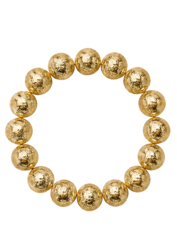 18K Brushed Gold Large Round Bracelet