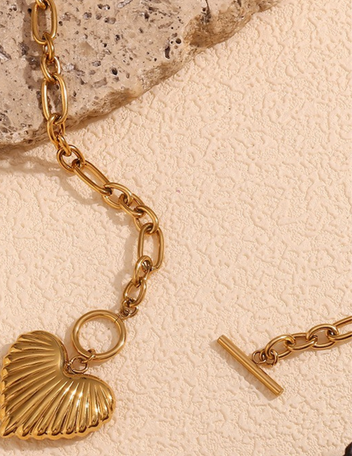 18K Stainless Steel Tarnish Free Heart Necklace
