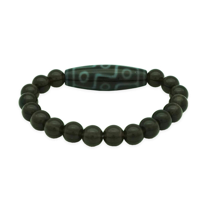 9 Eyes Dzi Bead w/ Smoky Quartz