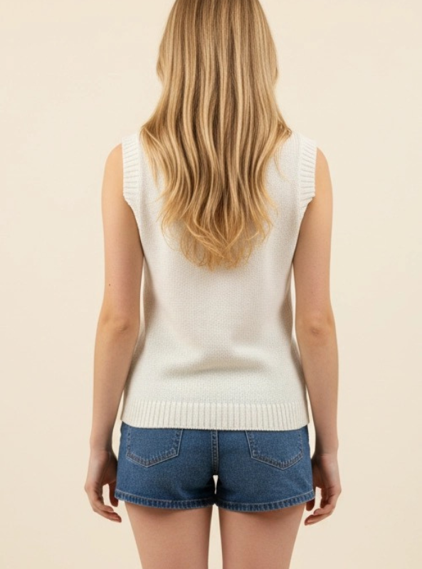 American Flag Sweater Top- Cream