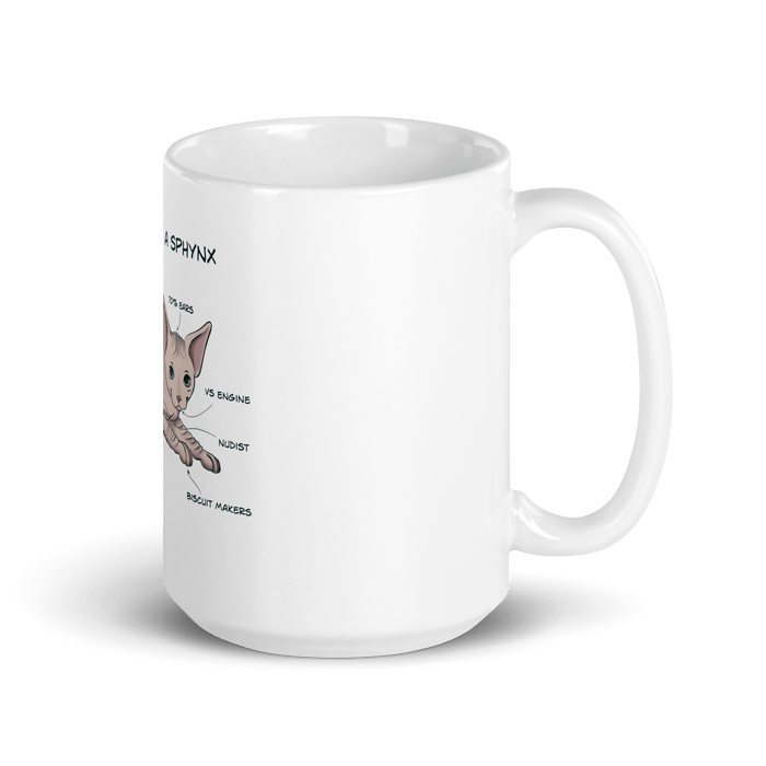 "ANATOMY OF A SPHYNX CAT" COFFEE MUG 15 oz