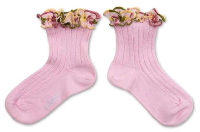 Anemone - Embroidered Ruffle Ribbed Anklet