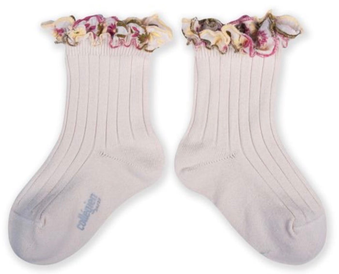 Anemone - Embroidered Ruffle Ribbed Anklet