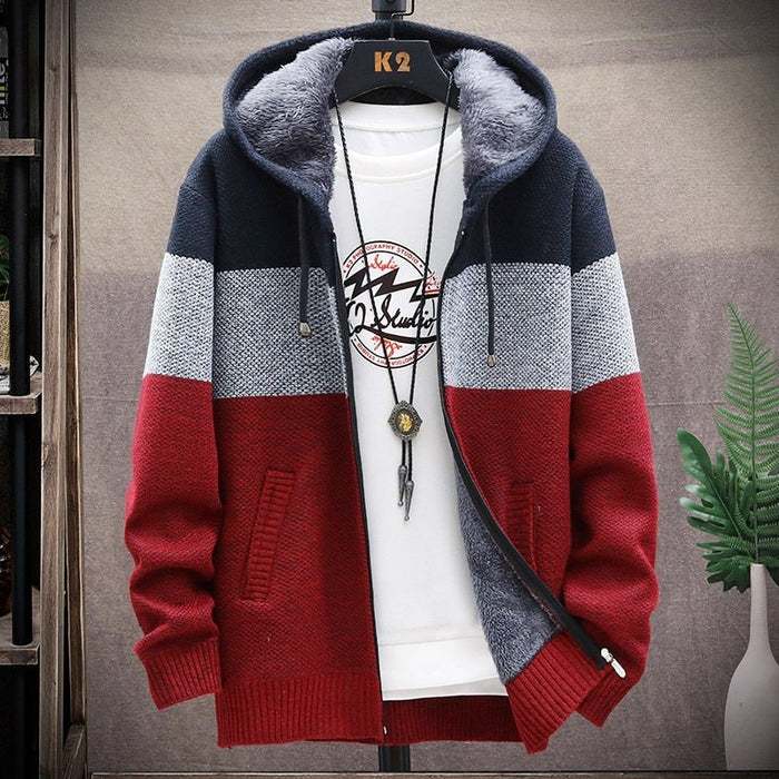 Antonios Autumn Hooded Patchwork Jacket - AntoniosClothing - Red