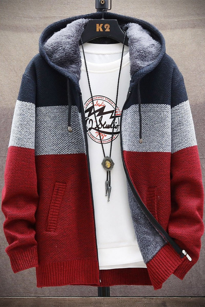 Antonios Autumn Hooded Patchwork Jacket - AntoniosClothing - Blue