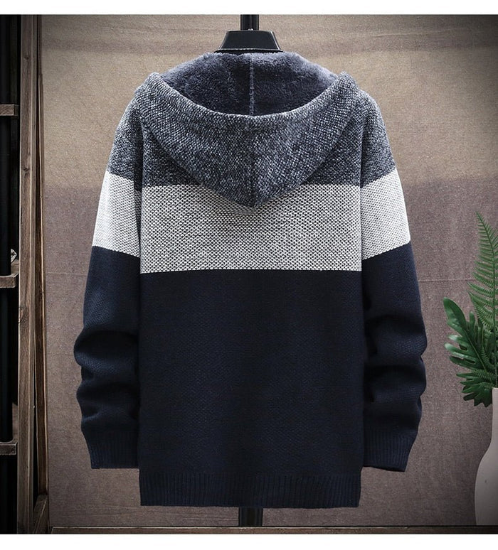 Antonios Autumn Hooded Patchwork Jacket - AntoniosClothing - Blue