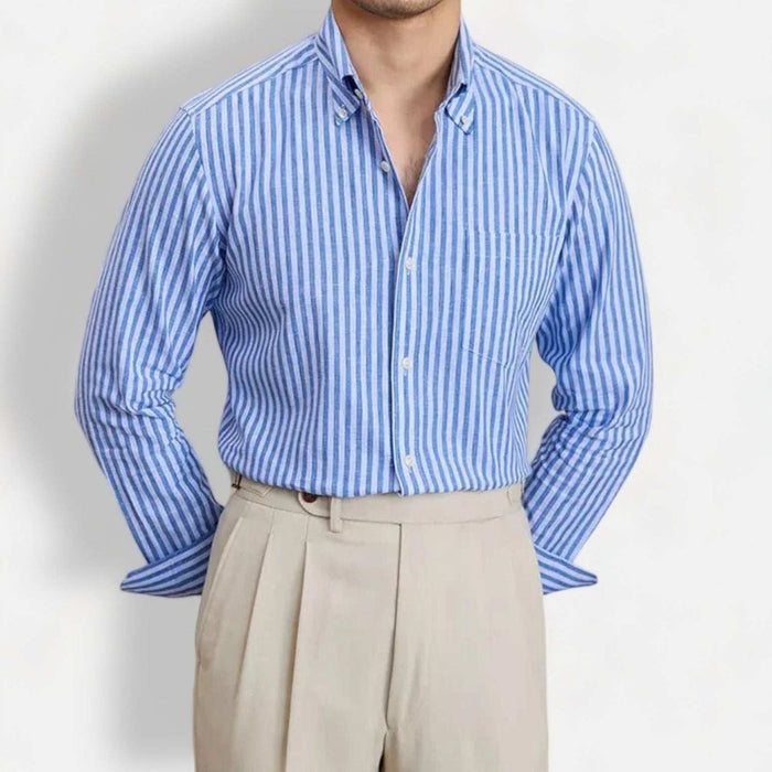 Antonios business striped long-sleeve shirt - AntoniosClothing - White