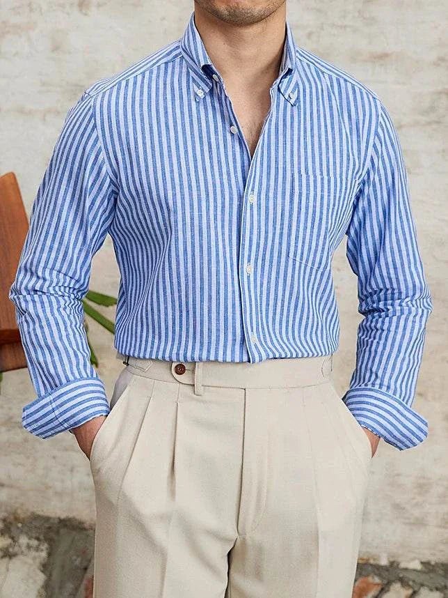 Antonios business striped long-sleeve shirt - AntoniosClothing - White