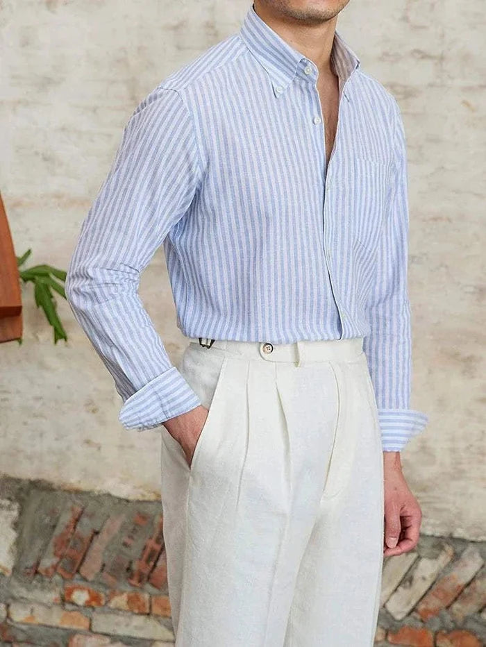 Antonios business striped long-sleeve shirt - AntoniosClothing - White
