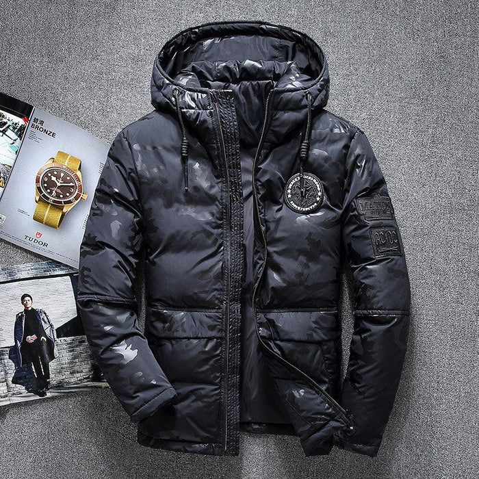 Antonios Camouflage Pattern Winter Jacket - AntoniosClothing - black