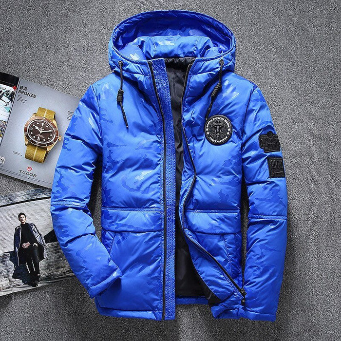 Antonios Camouflage Pattern Winter Jacket - AntoniosClothing - blue