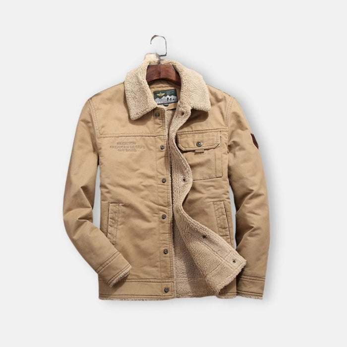 Antonios Cotton Fleece Winter Jacket - AntoniosClothing - Khaki