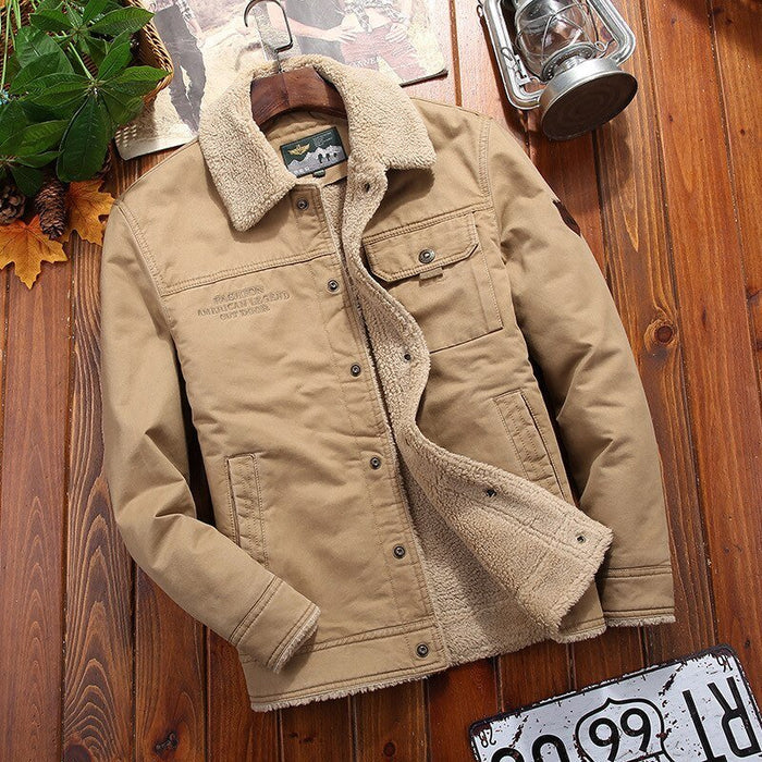 Antonios Cotton Fleece Winter Jacket - AntoniosClothing - Khaki