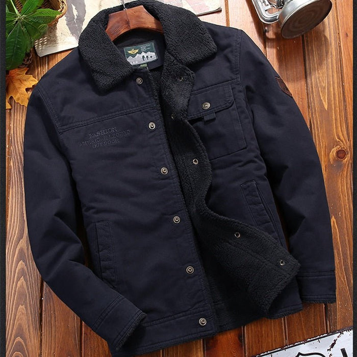 Antonios Cotton Fleece Winter Jacket - AntoniosClothing - Black