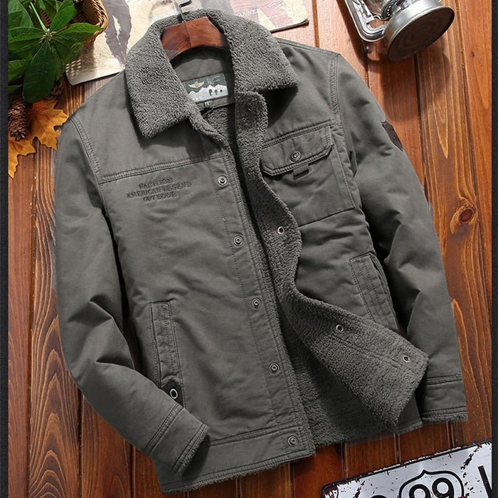 Antonios Cotton Fleece Winter Jacket - AntoniosClothing - Gray