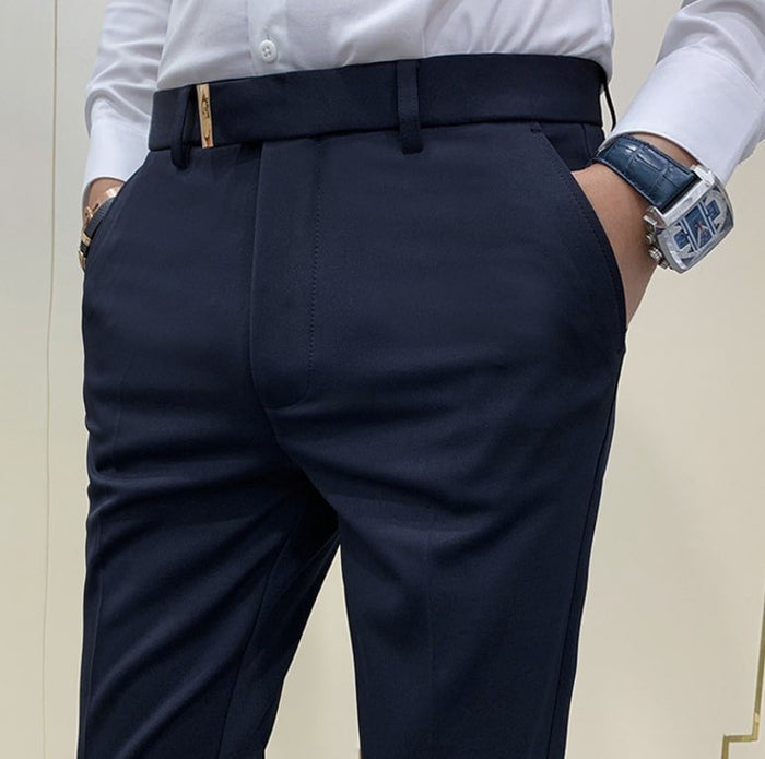 Antonios Navy Blue Casual Pants - AntoniosClothing - Blue
