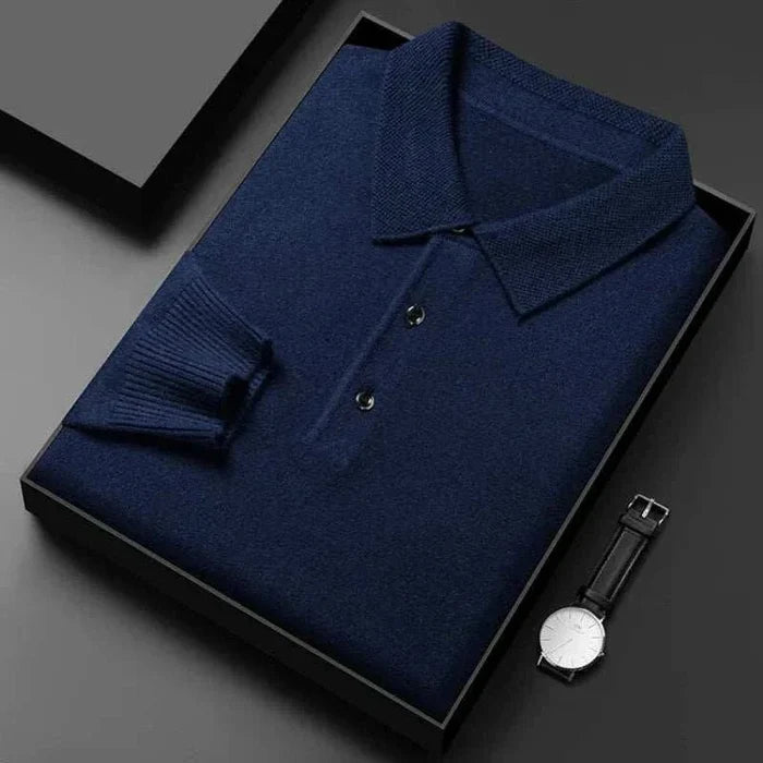 Antonios polo sweater with buttons - AntoniosClothing - Bean green