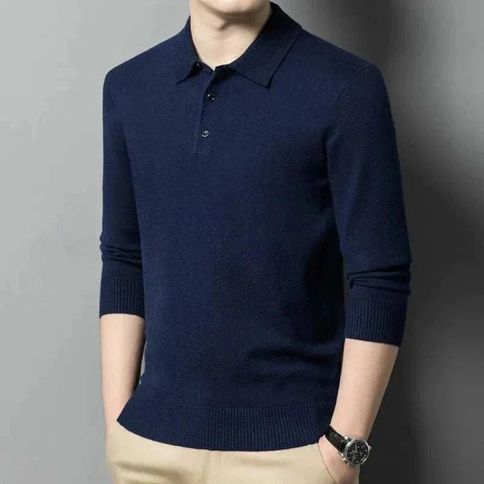Antonios polo sweater with buttons - AntoniosClothing - Bean green