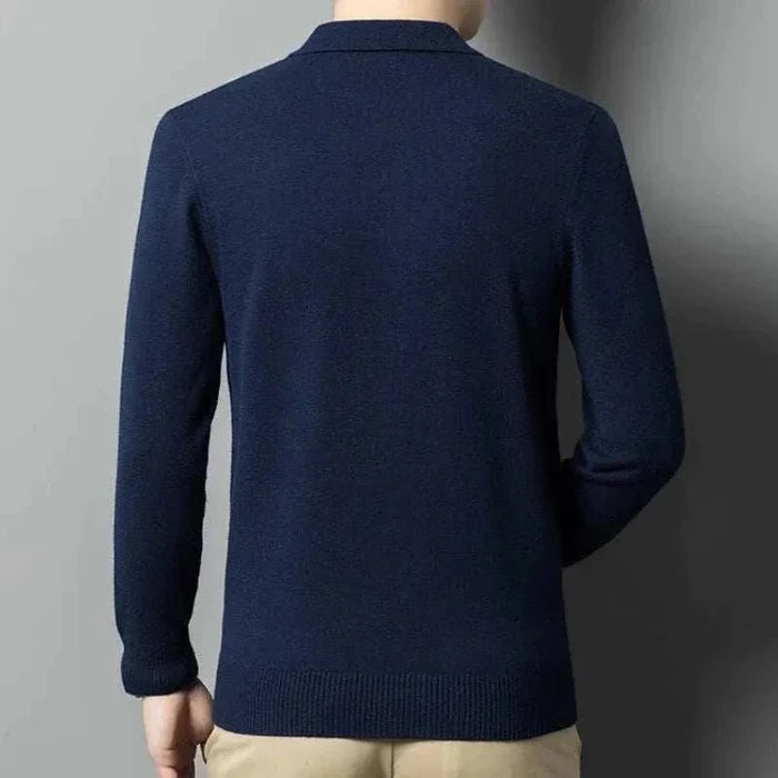 Antonios polo sweater with buttons - AntoniosClothing - Bean green
