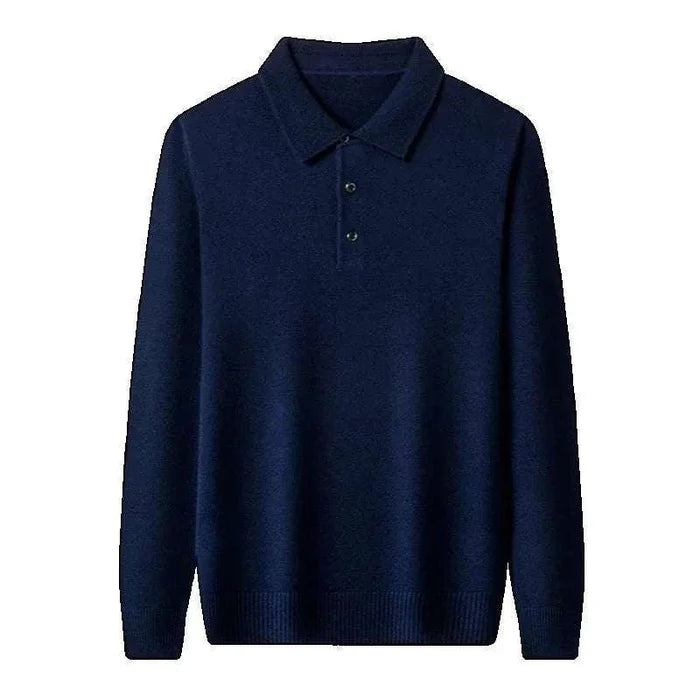 Antonios polo sweater with buttons - AntoniosClothing - Bean green