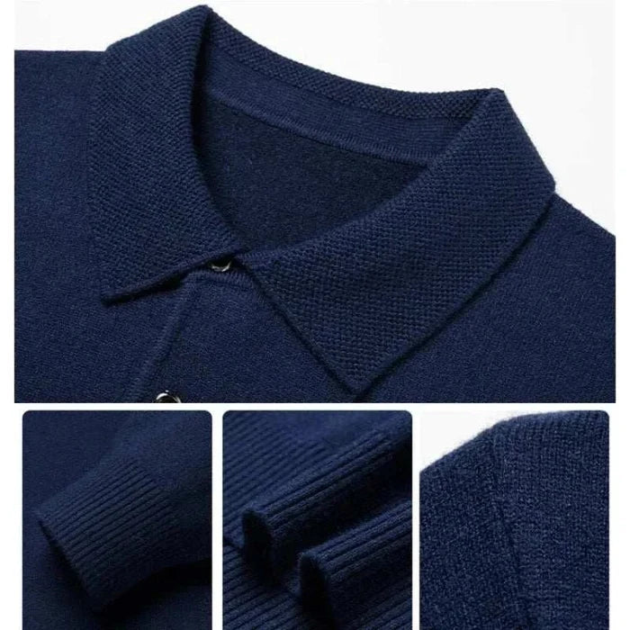 Antonios polo sweater with buttons - AntoniosClothing - Bean green