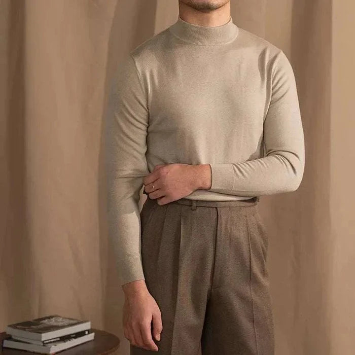 Antonios slim fit half-turtleneck sweater - AntoniosClothing - Khaki