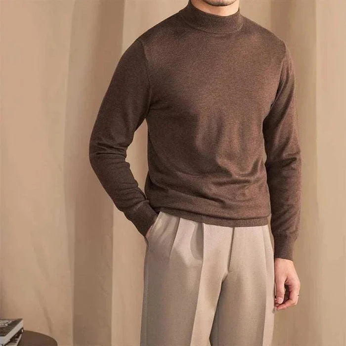 Antonios slim fit half-turtleneck sweater - AntoniosClothing - Brown