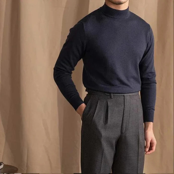 Antonios slim fit half-turtleneck sweater - AntoniosClothing - Gray blue