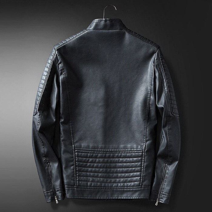 Antonios Winter Leather Jacket - AntoniosClothing - dark blue