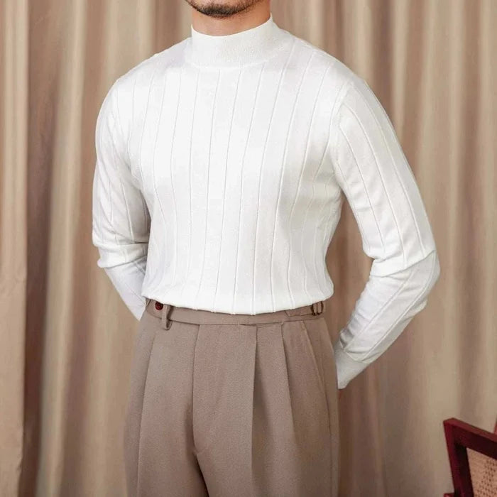 Autumn turtleneck premium sweater - AntoniosClothing - White