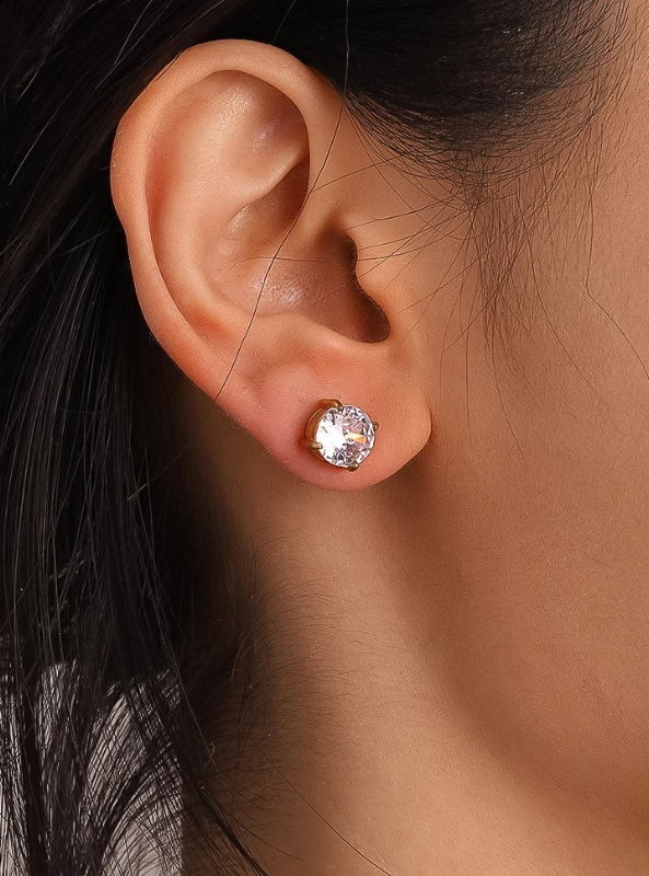 Avenn 18K Gold Non-Tarnish Round Cz Flat Back Earrings- Round