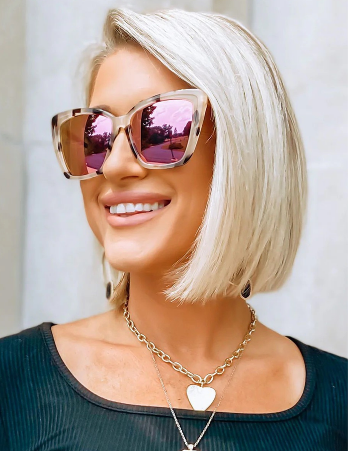 Becky II- Cream Tortoise Pink Mirror Sunglasses