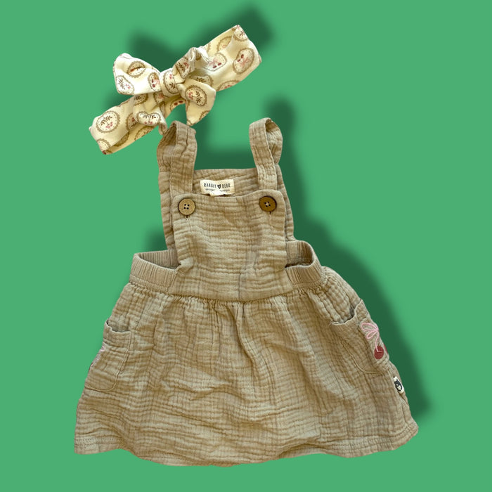 beige Rabbit Bear skirtall & headband set, 18m
