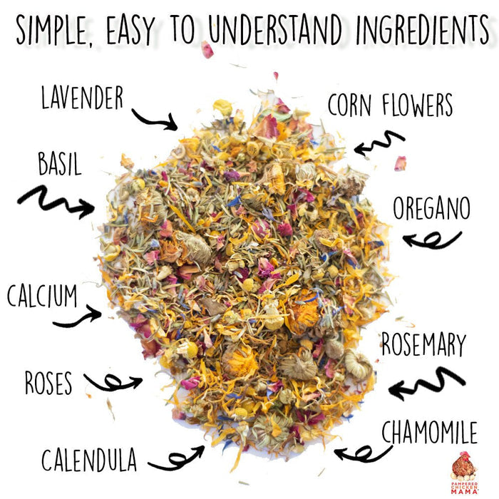 Best Eggs Ever! Nesting Herbs (Chamomile, Roses, Lavender, Cornflowers, & Calendula) For Pet Chickens