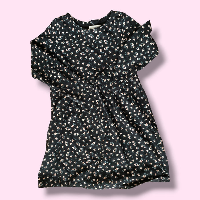 black H&M floral dress, 4-6Y