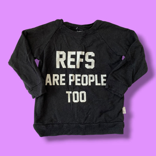 black portage & main refs are people sweater, 3/4Y