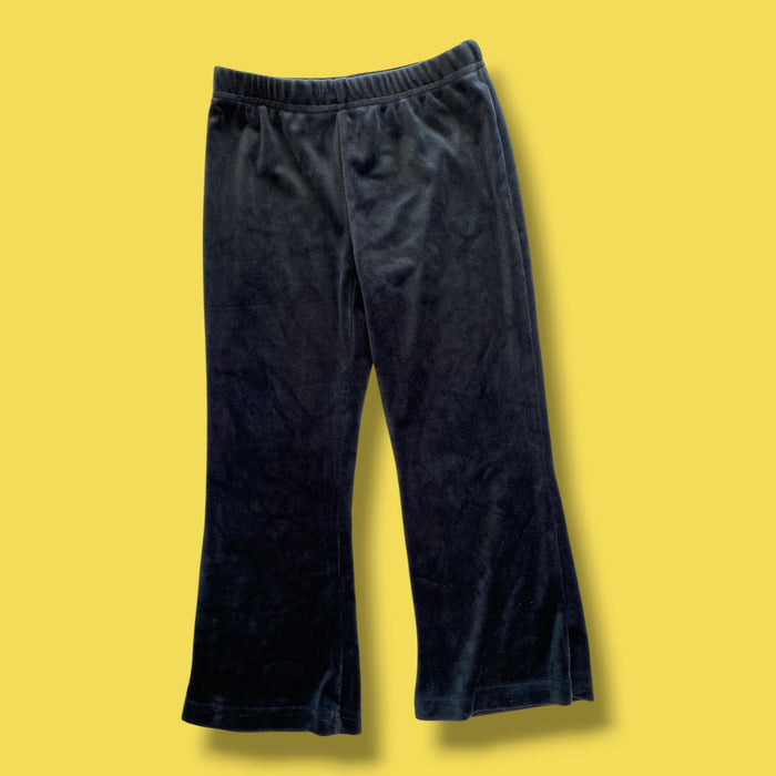 Black Young Heart Velour Pants, 5Y