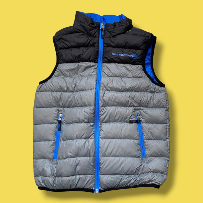 black/grey Free Country puffer vest  (down filled), 10/12