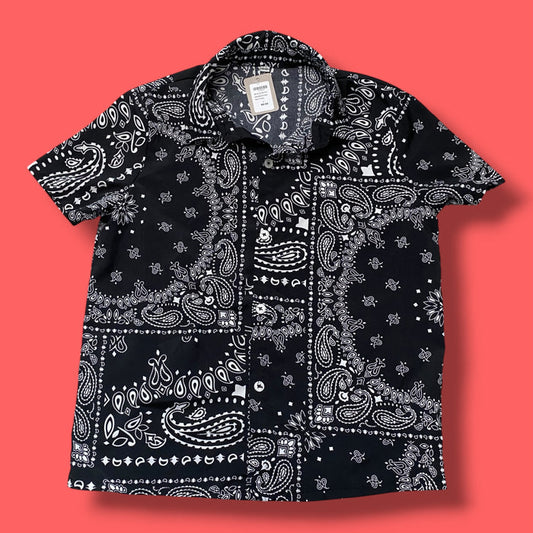 black/white  hankerchief pattern button tee, 8Y