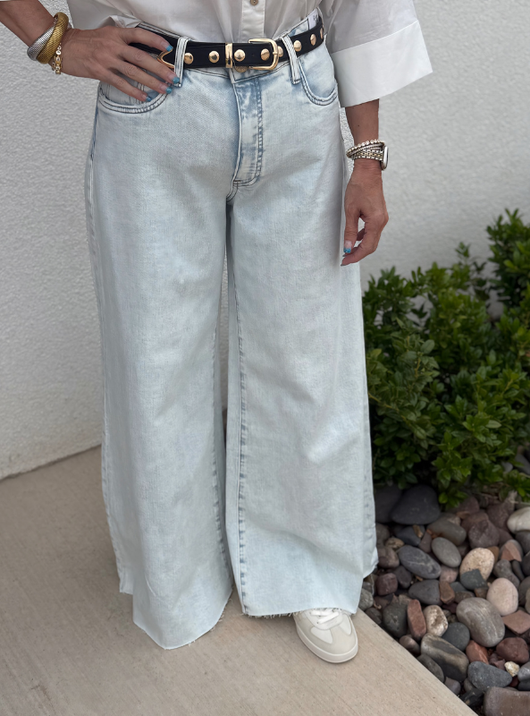 Blake High Rise Super Wide Leg- Raw Hem- Sensual