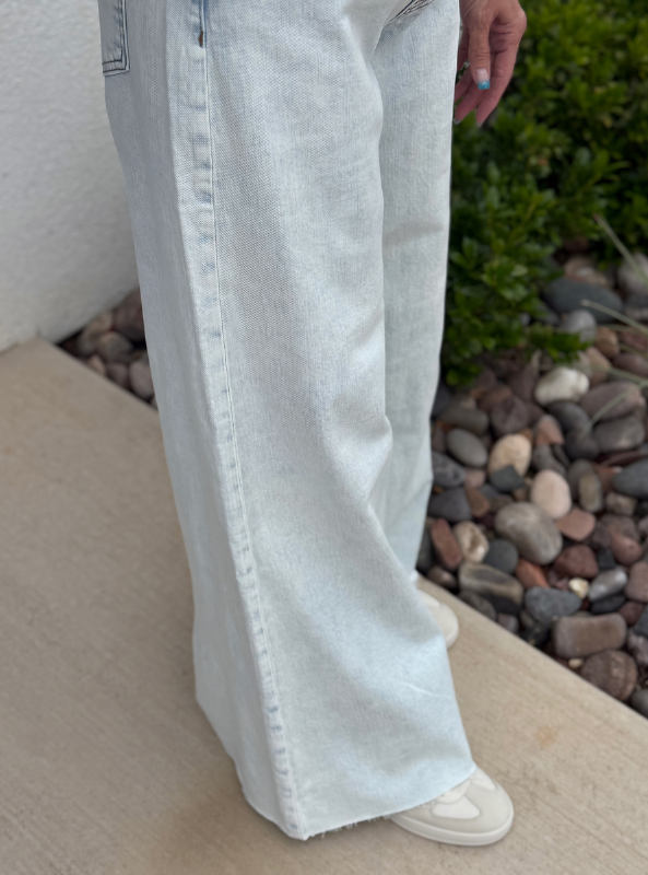 Blake High Rise Super Wide Leg- Raw Hem- Sensual