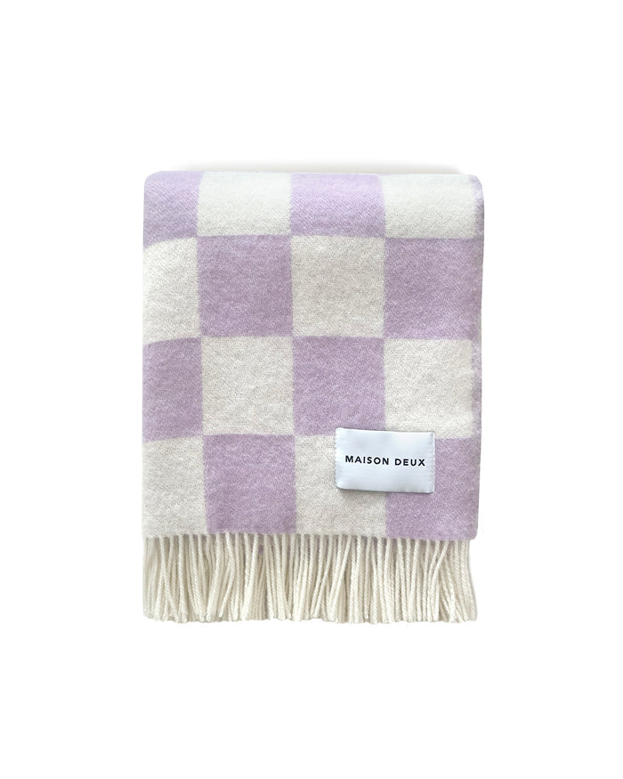 Blanket CHECKERBOARD Lilac / White 4.25 x 6.5ft