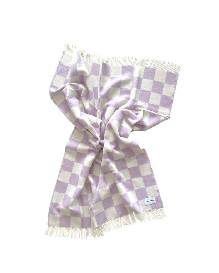 Blanket CHECKERBOARD Lilac / White 4.25 x 6.5ft