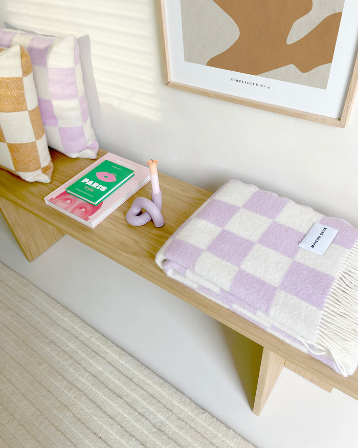 Blanket CHECKERBOARD Lilac / White 4.25 x 6.5ft