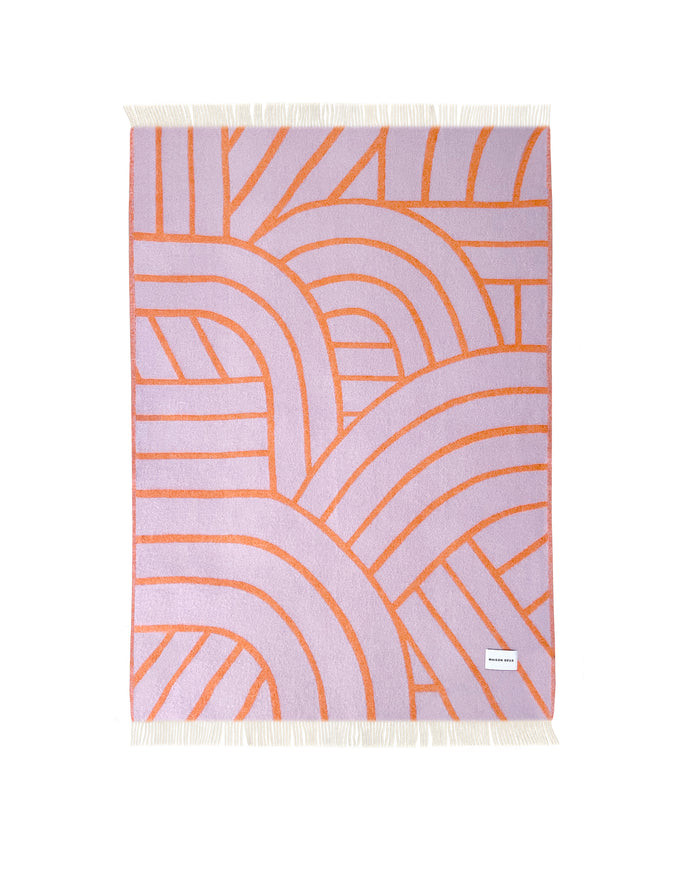 Blanket LINES Lilac / Orange 4.25 x 6.5ft