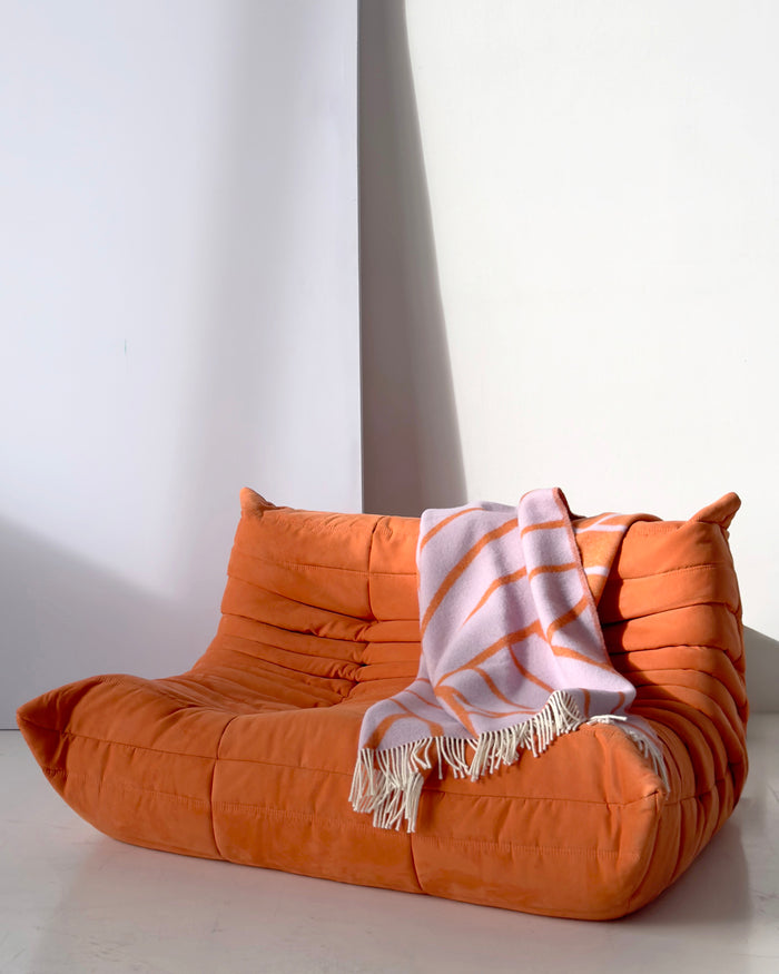 Blanket LINES Lilac / Orange 4.25 x 6.5ft