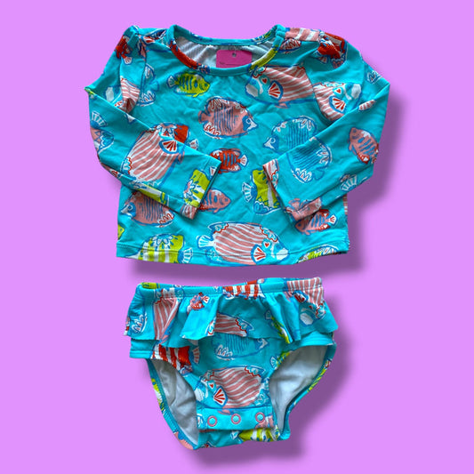 blue hatley 2 piece swim, 0-3m