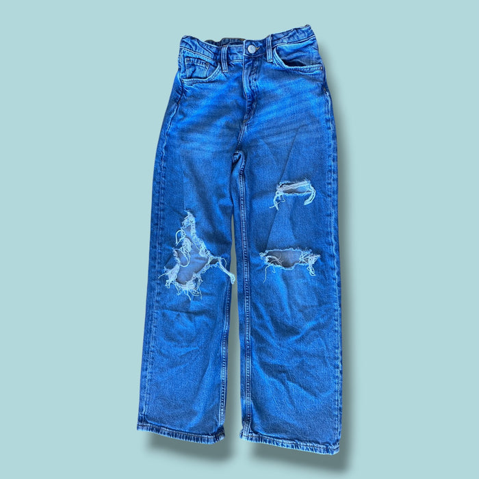 Blue H&M ripped jeans, 10-11Y