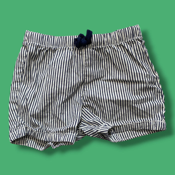 blue h&m striped shorts, 4-6m